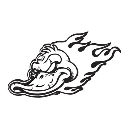 Flames Duck Mascot Logo Silhouette Vector illustrations for your work Logo, mascot merchandise t-shirt, stickers and Label designs, poster, greeting cards advertising business company or brands.のイラスト素材