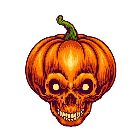 Halloween jack o lantern pumpkin skull head Vector illustrations for your work Logo, mascot merchandise t-shirt, stickers and Label designs, poster, greeting cards advertising business company or brands.のイラスト素材