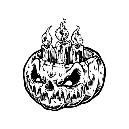 Halloween Pumpkins Candle light Vector illustrations for your work Logo, mascot merchandise t-shirt, stickers and Label designs, poster, greeting cards advertising business company or brands.のイラスト素材