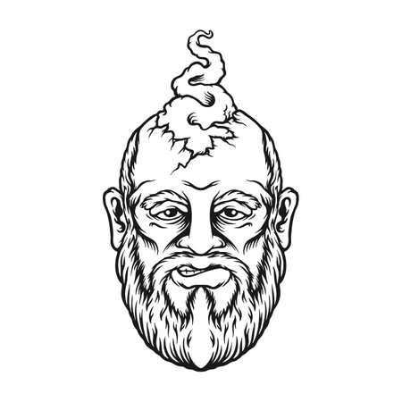 Head Old Man Cloud Silhouette Vector illustrations for your work Logo, mascot merchandise t-shirt, stickers and Label designs, poster, greeting cards advertising business company or brands.のイラスト素材