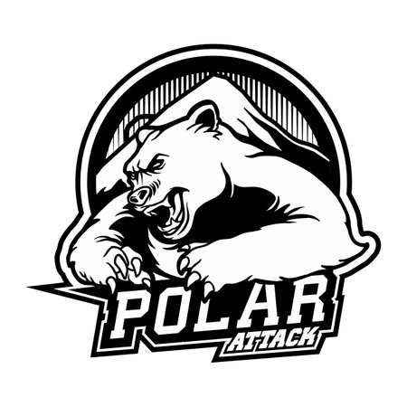 Polar Bear Cartoon Badge Silhouette vector illustrations for your work logo, merchandise t-shirt, stickers and label designs, poster, greeting cards advertising business company or brandsのイラスト素材