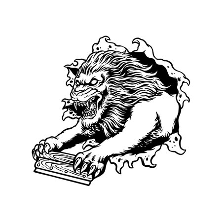 Silhouette Lion Screen printing Clipart vector illustrations for your work logo, merchandise t-shirt, stickers and label designs, poster, greeting cards advertising business company or brandsのイラスト素材