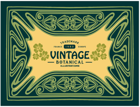 Luxury vintage label Art nouveau ornament illustration vector illustrations for your work logo, merchandise t-shirt, stickers and label designs, poster, greeting cards advertising business company or brandsのイラスト素材