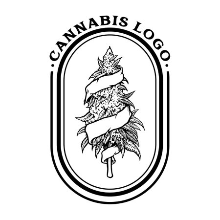 Vintage Cannabis Plant Logo Silhouette vector illustrations for your work logo, merchandise t-shirt, stickers and label designs, poster, greeting cards advertising business company or brandsのイラスト素材