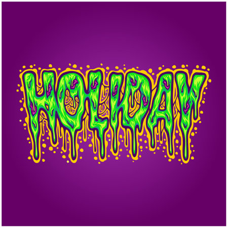 Spooky melted word holiday hand lettering illustration vector illustrations for your work logo, merchandise t-shirt, stickers and label designs, poster, greeting cards advertising business company or brandsのイラスト素材