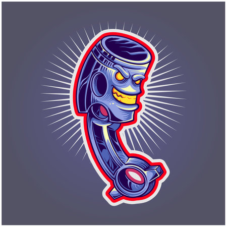 Angry engine hot piston rod logo cartoon illustrations vector illustrations for your work logo, merchandise t-shirt, stickers and label designs, poster, greeting cards advertising business company or brandsのイラスト素材