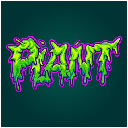 Plant font melted lettering word logo illustrations vector illustrations for your work logo, merchandise t-shirt, stickers and label designs, poster, greeting cards advertising business company or brandsのイラスト素材