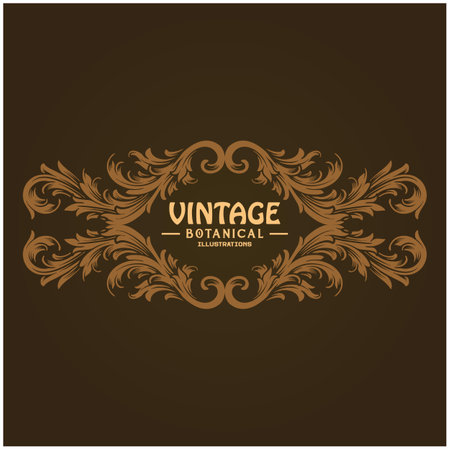 Vintage badge frame floral botanical ornament illustrations vector illustrations for your work logo, merchandise t-shirt, stickers and label designs, poster, greeting cards advertising business company or brandsのイラスト素材