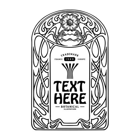 Label badge art nouveau retro floral ornament silhouette vector illustrations for your work logo, merchandise t-shirt, stickers and label designs, poster, greeting cards advertising business company or brandsのイラスト素材
