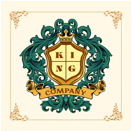 Luxury classic frame badge flourish ornament logo template illustrations vector illustrations for your work logo, merchandise t-shirt, stickers and label designs, poster, greeting cards advertising business company or brandsのイラスト素材