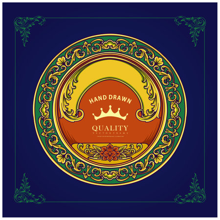 Elegant vintage emblem label flourish ornament illustrations vector illustrations for your work logo, merchandise t-shirt, stickers and label designs, poster, greeting cards advertising business company or brandsのイラスト素材