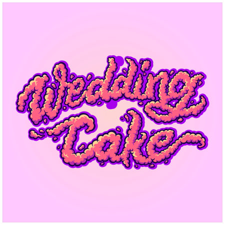 Wedding cake lettering word with smoke text illustrations vector for your work logo, merchandise t-shirt, stickers and label designs, poster, greeting cards advertising business company or brandsのイラスト素材
