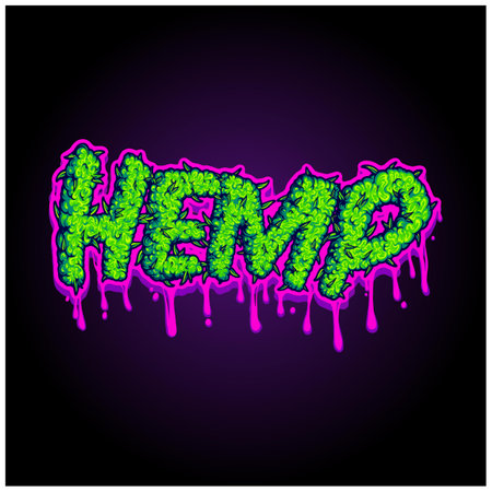 Hemp lettering text with melted effect logo illustrations vector for your work logo, merchandise t-shirt, stickers and label designs, poster, greeting cards advertising business company or brandsのイラスト素材