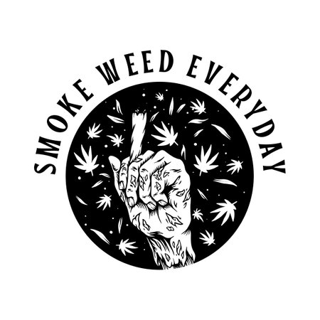 Zombie hand joint smoking weed everyday illustrations silhouette vector illustrations for your work logo, merchandise t-shirt, stickers and label designs, poster, greeting cards advertising business company or brandsのイラスト素材
