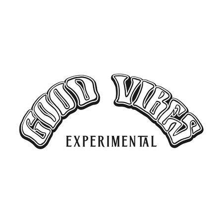 Experimental good vibes word lettering logo monochrome vector illustrations for your work logo, merchandise t-shirt, stickers and label designs, poster, greeting cards advertising business company or brandsのイラスト素材