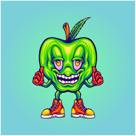 Sour apple strain relaxing remedies weed culture illustrations vector illustrations for your work logo, merchandise t-shirt, stickers and label designs, poster, greeting cards advertising business company or brandsのイラスト素材