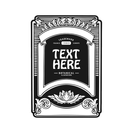 Embellishments vintage flourish exquisite wine label outline vector illustrations for your work logo, merchandise t-shirt, stickers and label designs, poster, greeting cards advertising business company or brandsのイラスト素材