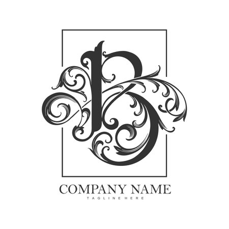 Graceful flourish B monogram letter logo silhouette vector illustrations for your work logo, merchandise t-shirt, stickers and label designs, poster, greeting cards advertising business company or brandsのイラスト素材