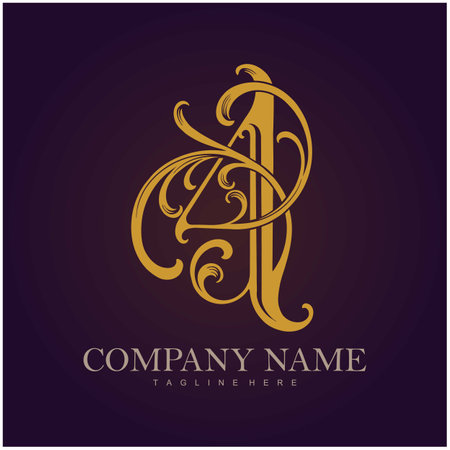 Golden blooms beauty A letter monogram logo vector illustrations for your work logo, merchandise t-shirt, stickers and label designs, poster, greeting cards advertising business company or brandsのイラスト素材
