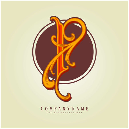 Gilded beauty flourish gold I lettering monogram logo vector illustrations for your work logo, merchandise t-shirt, stickers and label designs, poster, greeting cards advertising business company or brandsのイラスト素材