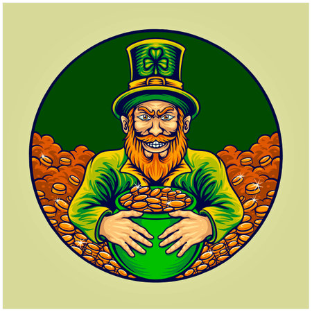 Magic money leprechaun St. patricks day vector illustrations for your work logo, merchandise t-shirt, stickers and label designs, poster, greeting cards advertising business company or brandsのイラスト素材