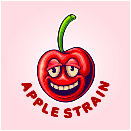 Rolling laughter funny apple weed strain vector illustrations for your work logo, merchandise t-shirt, stickers and label designs, poster, greeting cards advertising business company or brandsのイラスト素材