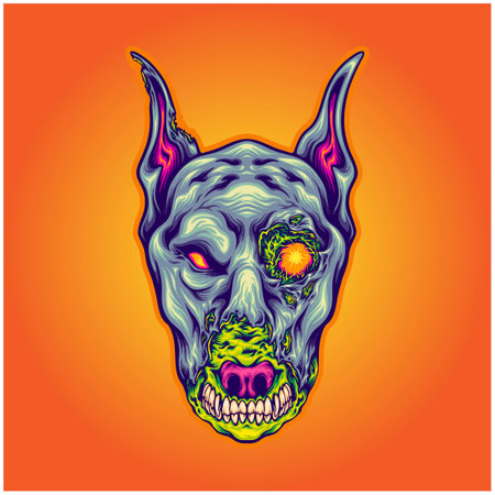 Beast dog head zombie monster vector illustrations for your work logo, merchandise t-shirt, stickers and label designs, poster, greeting cards advertising business company or brandsのイラスト素材