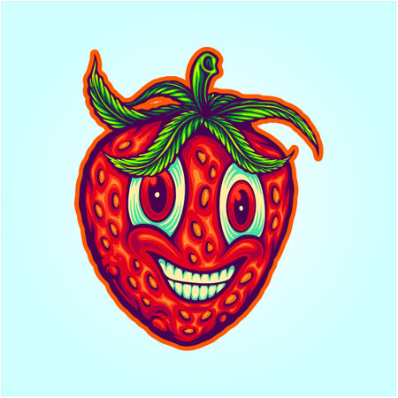 Playful strawberry kush marijuana taste experience vector illustrations for your work logo, merchandise t-shirt, stickers and label designs, poster, greeting cards advertising business company or brandsのイラスト素材