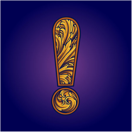 Bold monogram exclamation mark vintage floral engraved vector illustrations for your work logo, merchandise t-shirt, stickers and label designs, poster, greeting cards advertising business company or brandsのイラスト素材