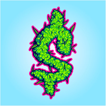Bud bucks marijuana monogrammed dollar sign  vector illustrations for your work logo, merchandise t-shirt, stickers and label designs, poster, greeting cards advertising business company or brandsのイラスト素材