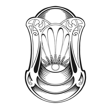 Elegant Art Nouveau flourishes monochrome vector illustrations for your work logo, merchandise t-shirt, stickers and label designs, poster, greeting cards advertising business company or brandsのイラスト素材