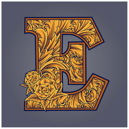 Classic lettering E monogram logo timeless elegance vector illustrations for your work logo, merchandise t-shirt, stickers and label designs, poster, greeting cards advertising business company or brandsのイラスト素材