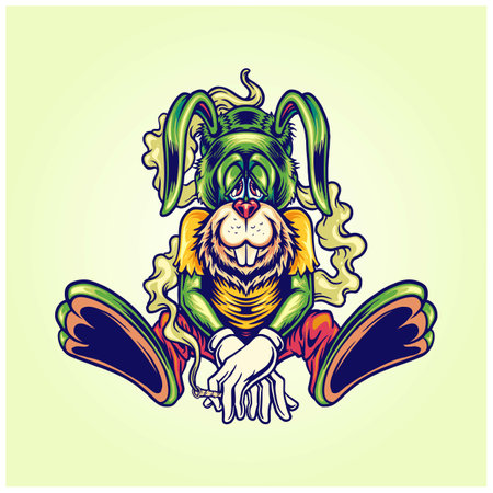 Rabbit psychedelic weed fantasy vector illustrations for your work logo, merchandise t-shirt, stickers and label designs, poster, greeting cards advertising business company or brandsのイラスト素材