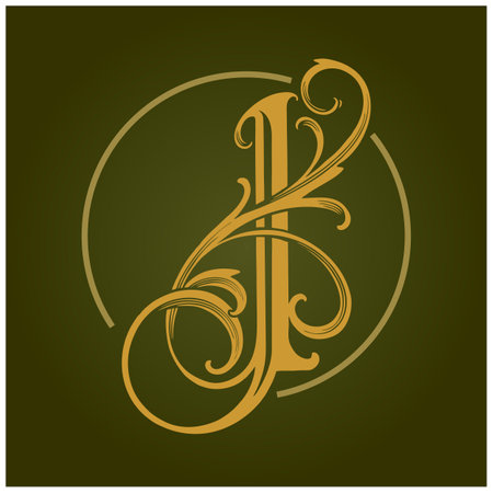 Luxury vintage lettering I monogram logo flourish vector illustrations for your work logo, merchandise t-shirt, stickers and label designs, poster, greeting cards advertising business company or brandsのイラスト素材