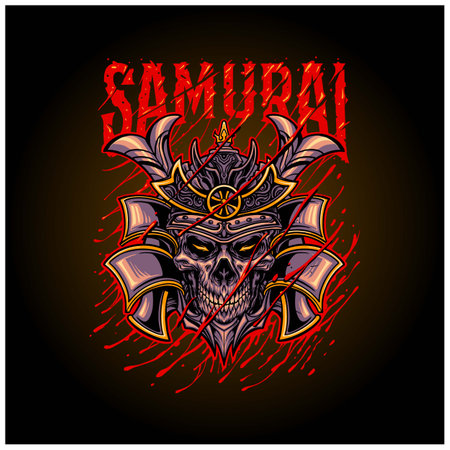 Samurai nightmare skull helmet vector illustrations for your work logo, merchandise t-shirt, stickers and label designs, poster, greeting cards advertising business company or brandsのイラスト素材
