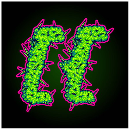 Marijuana magic smoky bracketed symbol vector illustrations for your work logo, merchandise t-shirt, stickers and label designs, poster, greeting cards advertising business company or brandsのイラスト素材