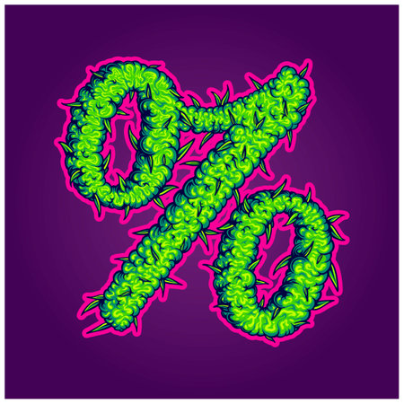 Percent symbol growth weed leaf vector illustrations for your work logo, merchandise t-shirt, stickers and label designs, poster, greeting cards advertising business company or brandsのイラスト素材