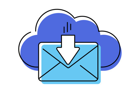 Flat line icon concept of cloud email service, online message service. Cloud server hosting for email. Flat vector illustration.のイラスト素材