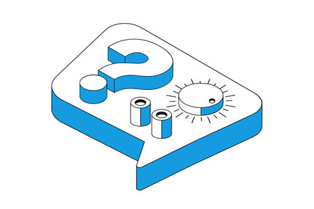 Isometric speech bubble with question mark and buttons switches regulation. Icon vector illustration isolated on white background. 3d isometric vector. Social media or blog vector icon.のイラスト素材