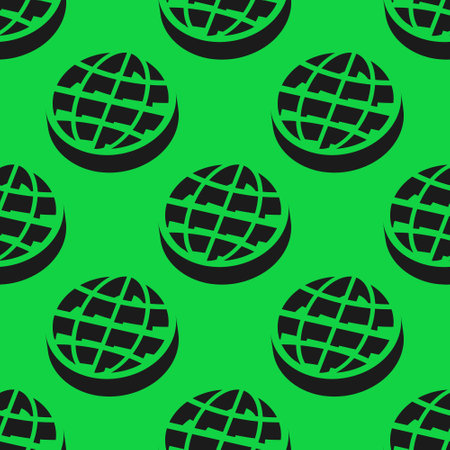 Isometric vector pattern with globe icons in bold negative space style on a vivid green background. Ideal for topics like internet, eco, global network, or sustainability themes.のイラスト素材
