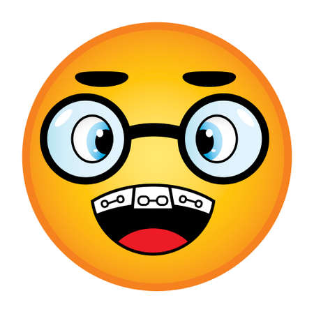Nerd smiley with glasses and bracesのイラスト素材