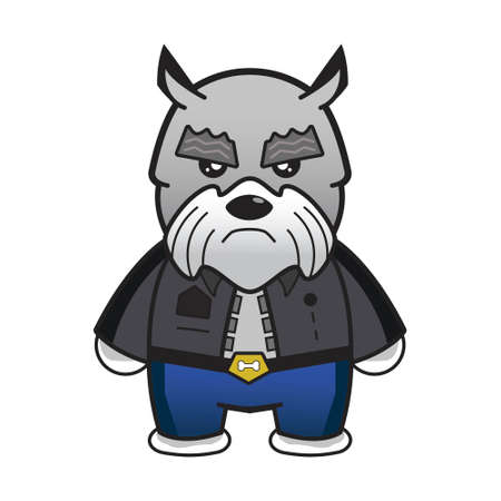 Angry schnauzer in cop costume.のイラスト素材