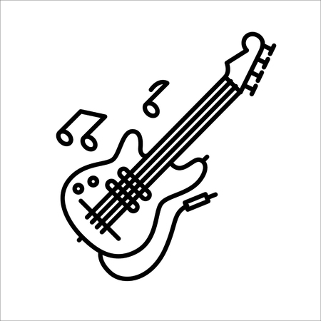 Vector illustration concept of flute Guitar music instrument. Black on white backgroundのイラスト素材
