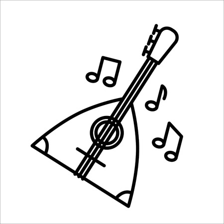 Vector illustration concept of flute Balalaika music instrument. Black on white backgroundのイラスト素材