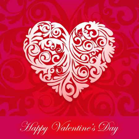 Happy Valentines Day Typographic Lettering on pink Background With white Heart Vector Illustrationのイラスト素材