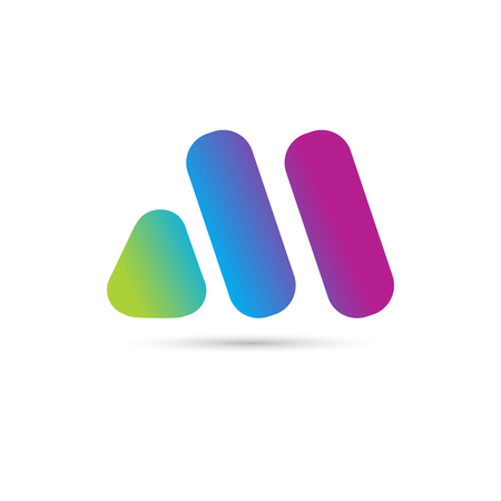 Vector illustration concept of M letter logo symbol. Colorful on white backgroundのイラスト素材