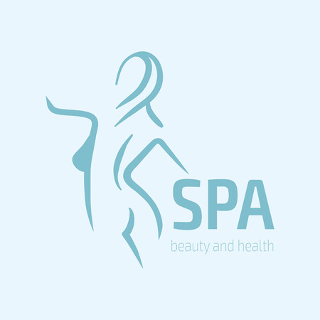 Women fitness logo icon. Sports, health, spa, yoga, beauty vector logo. Woman silhouette logo. Diet logo. Spa salon logoのイラスト素材