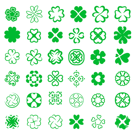 Set of fortune four leaf clovers vector illustrationのイラスト素材