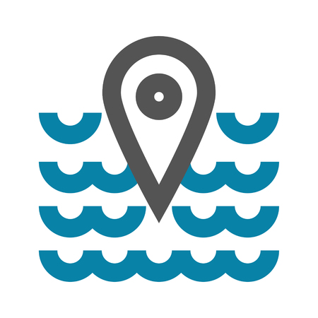 Vector illustration concept of Sea place geo mark icon. Black on white backgroundのイラスト素材