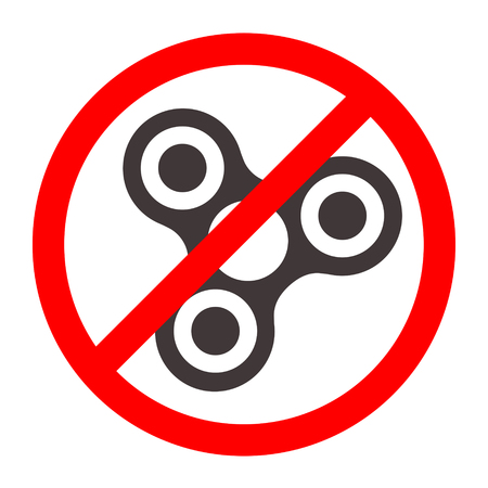 Forbidden Fidget spinner icon - toy for stress relief improvement of attention span. Filled with gray color. Isolated vector illustration.のイラスト素材